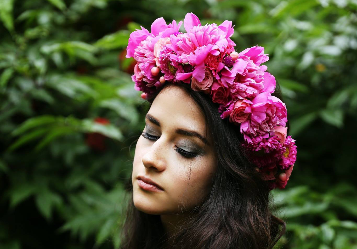 Specialty flower crown made with Alaska-grown peonies | designed by Natasha Price of Paper Peony