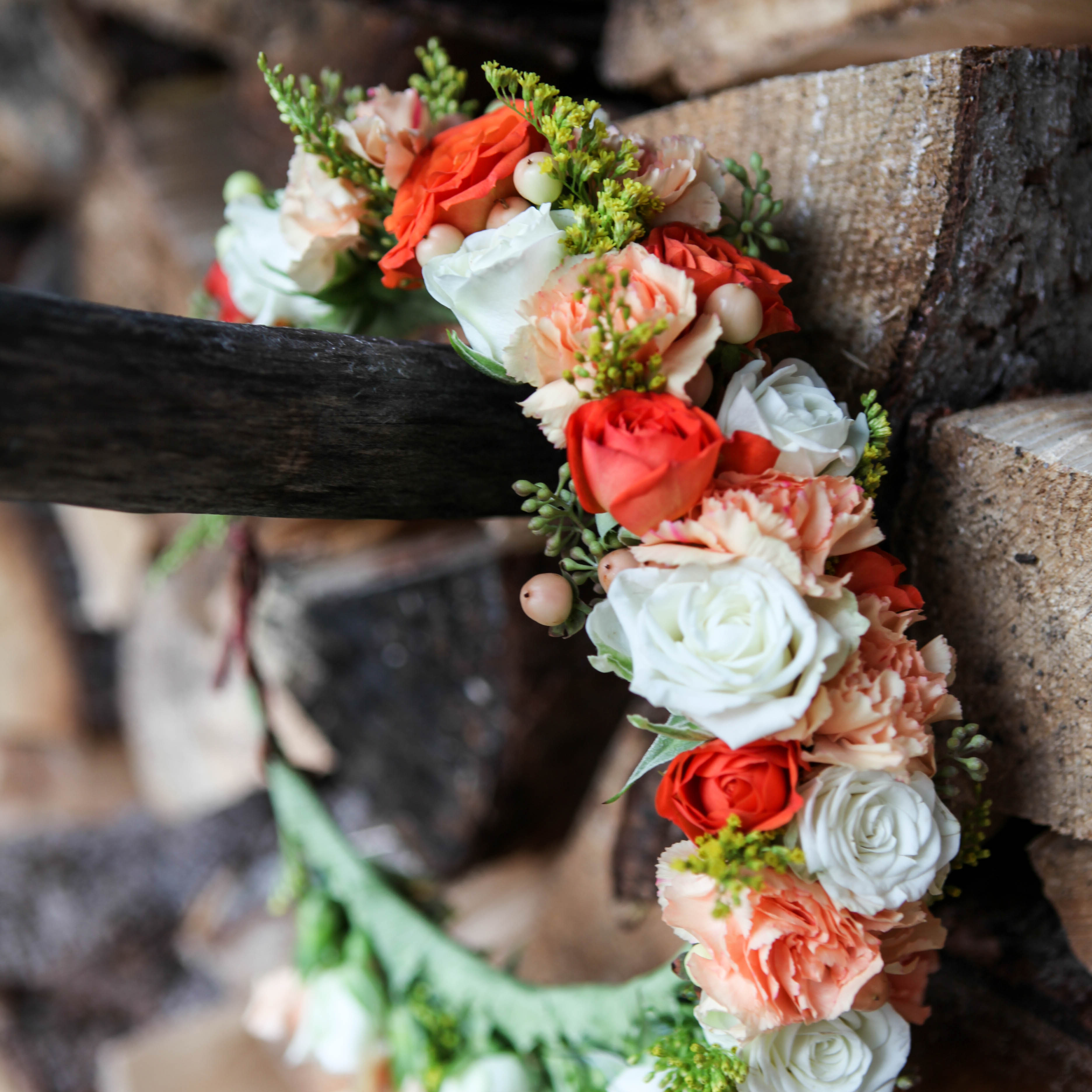 Full-sized flower crown with spray roses | designed by Natasha Price of Paper Peony