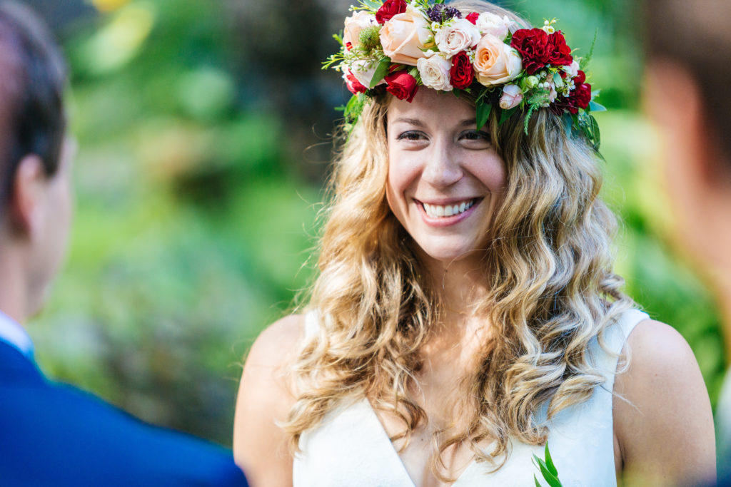 Bridal flower crown designed by Natasha Price of Paper Peony Alaska.