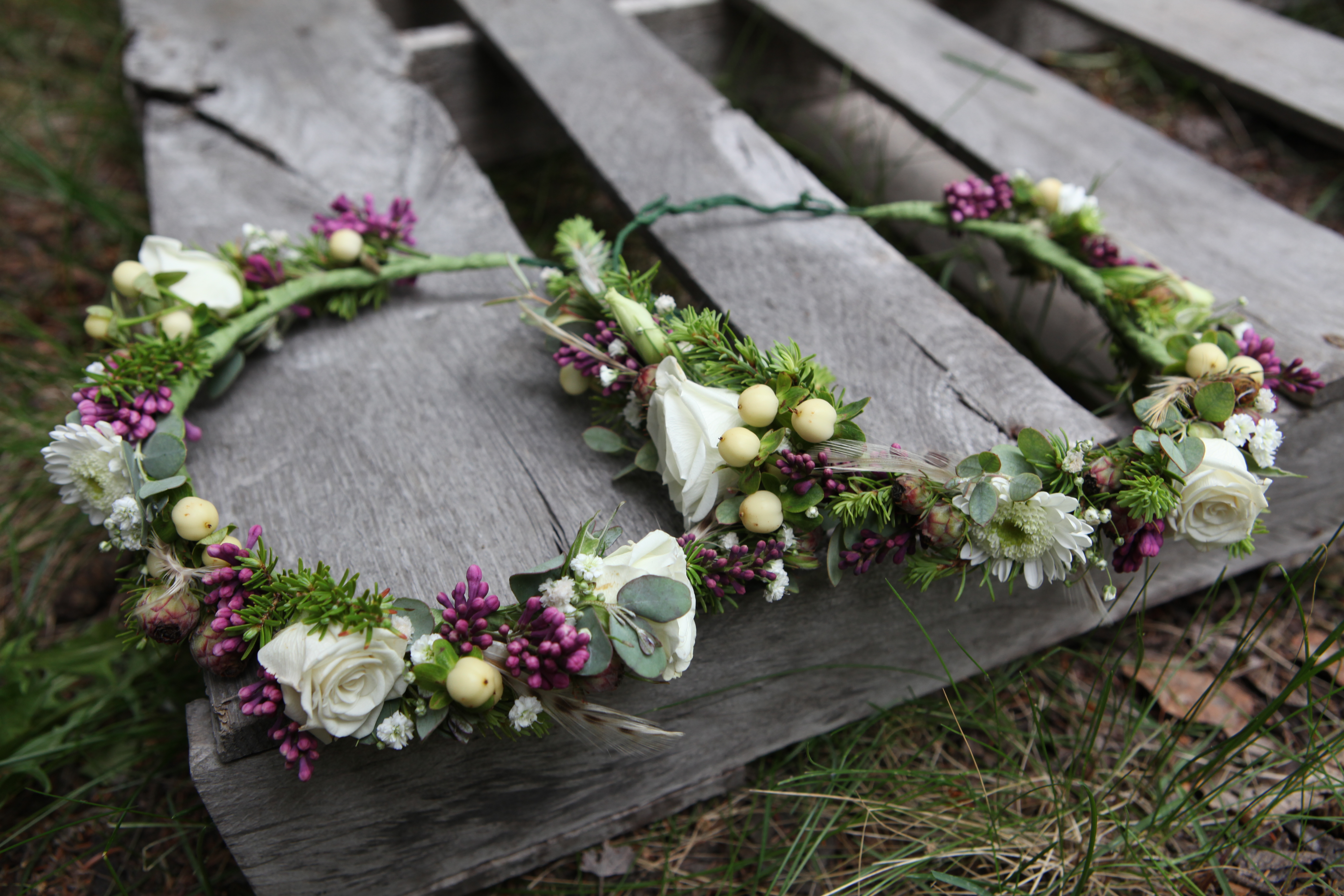 Flower crowns with lilac and spray rose | designed by Natasha Price of Paper Peony