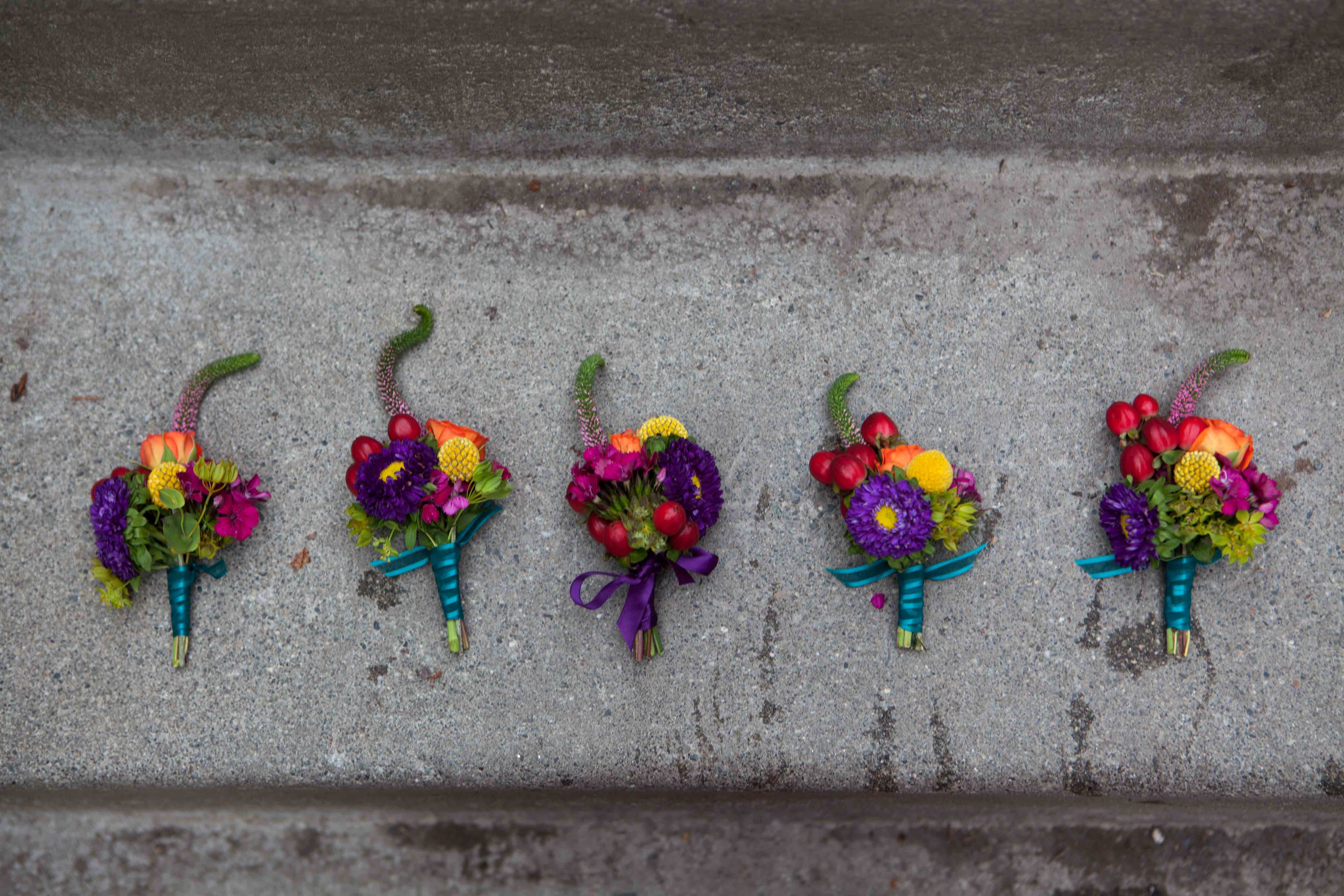 Colorful corsages by Natasha Price of Paper Peony Alaska